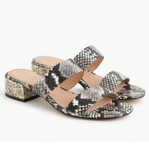 J.Crew TWO-STRAP LEATHER SLIDE SANDALS IN FAUX SNAKESKIN J2599 sz 8.5